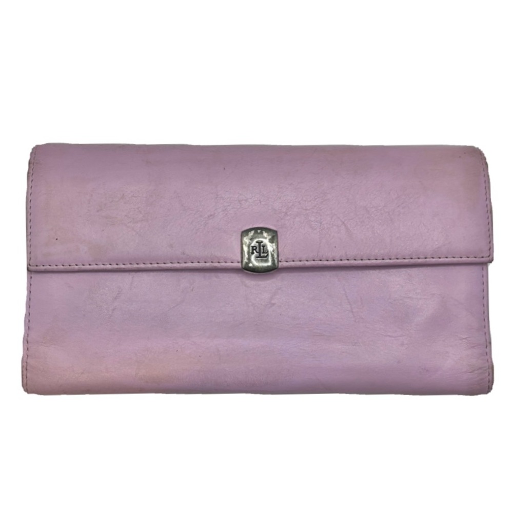 Vintage Purple Ralph Lauren Wallet with Metallic Emblem